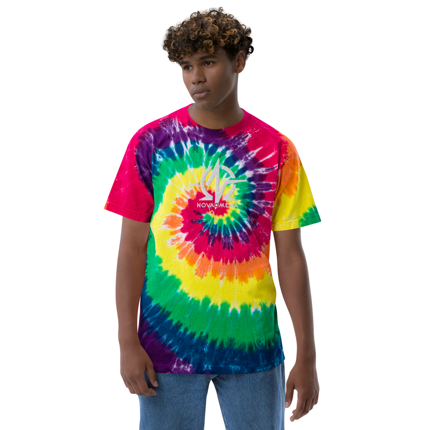 Oversized embroidered tie-dye t-shirt