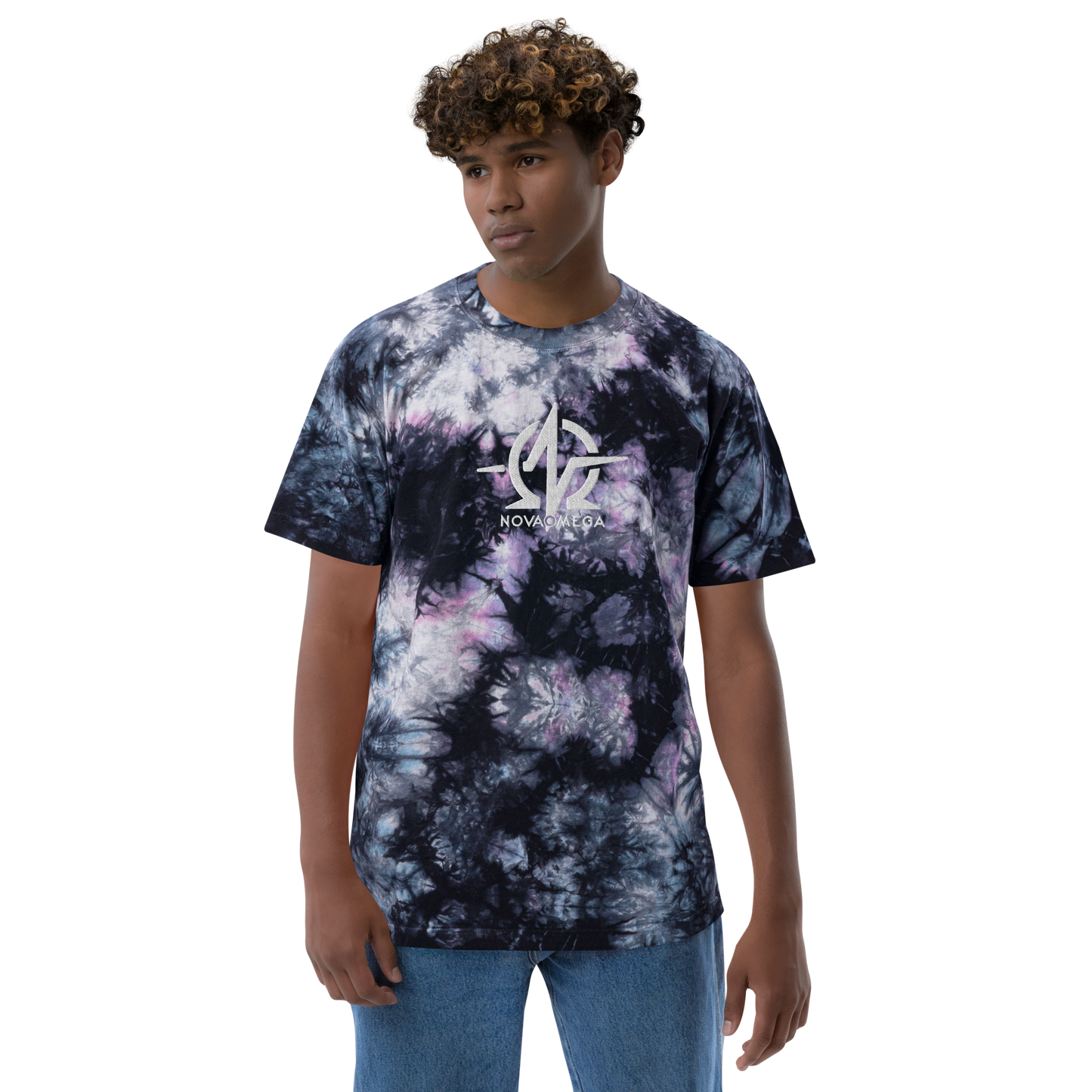 Oversized embroidered tie-dye t-shirt