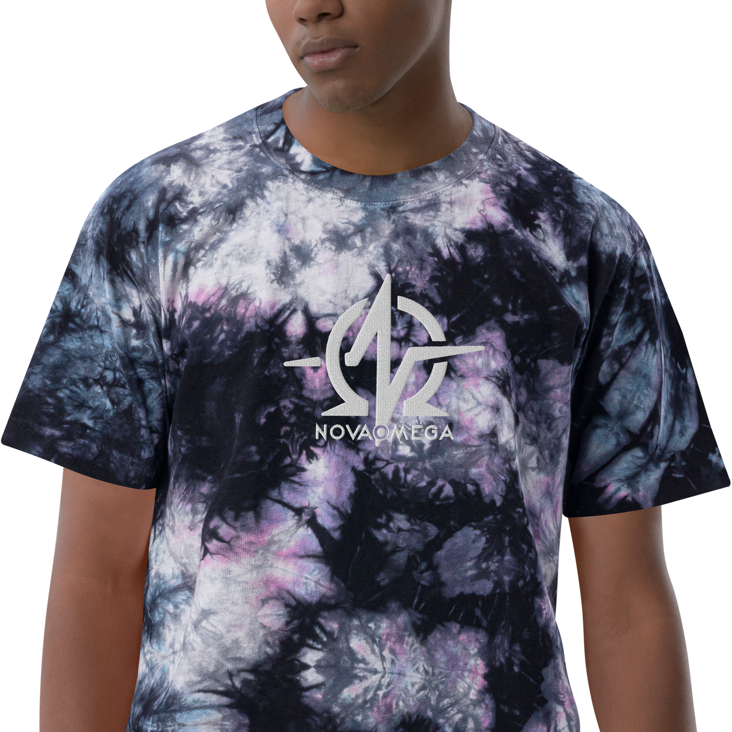 Oversized embroidered tie-dye t-shirt