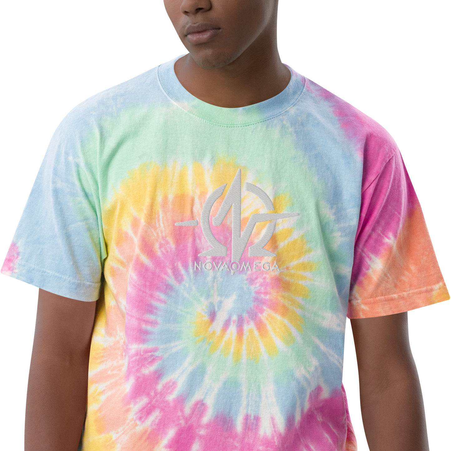 Oversized embroidered tie-dye t-shirt