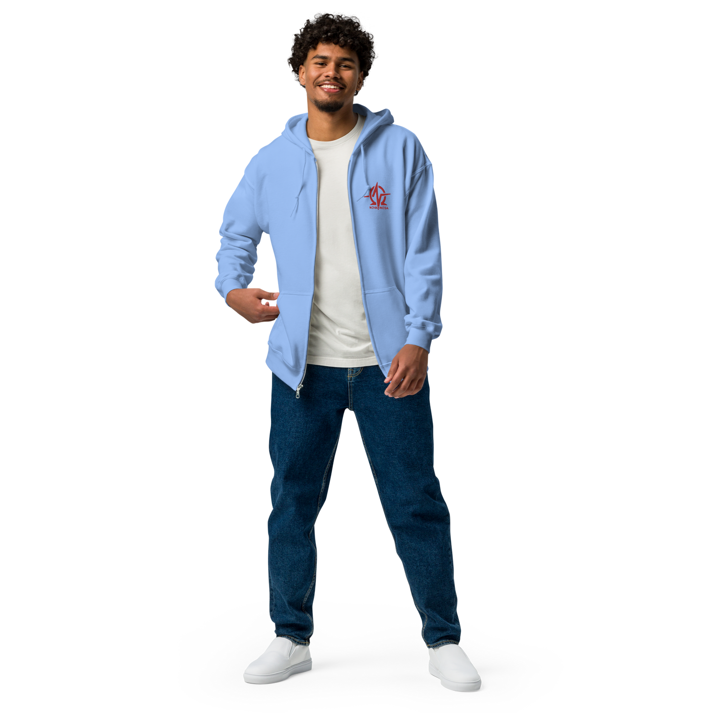Unisex embroidered heavy zip hoodie
