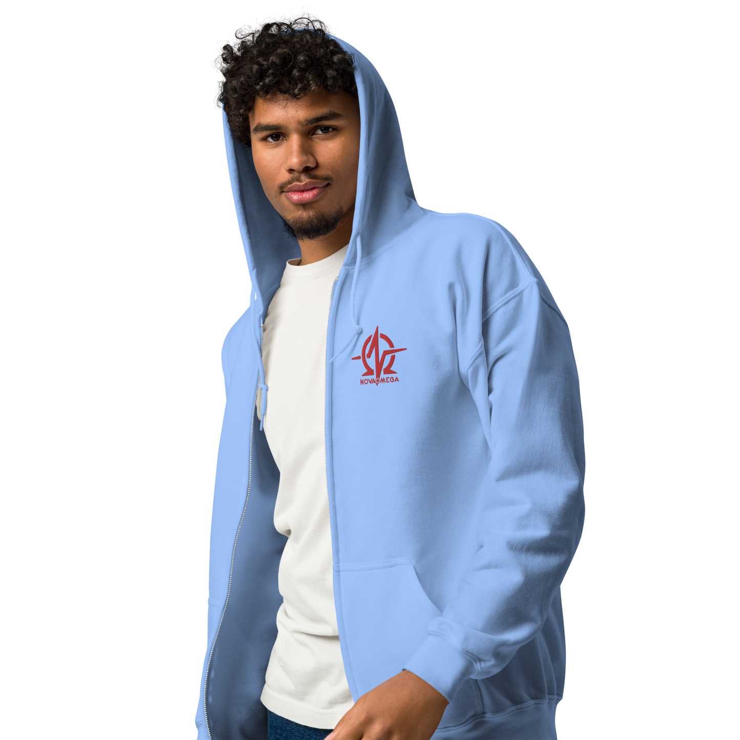 Unisex embroidered heavy zip hoodie
