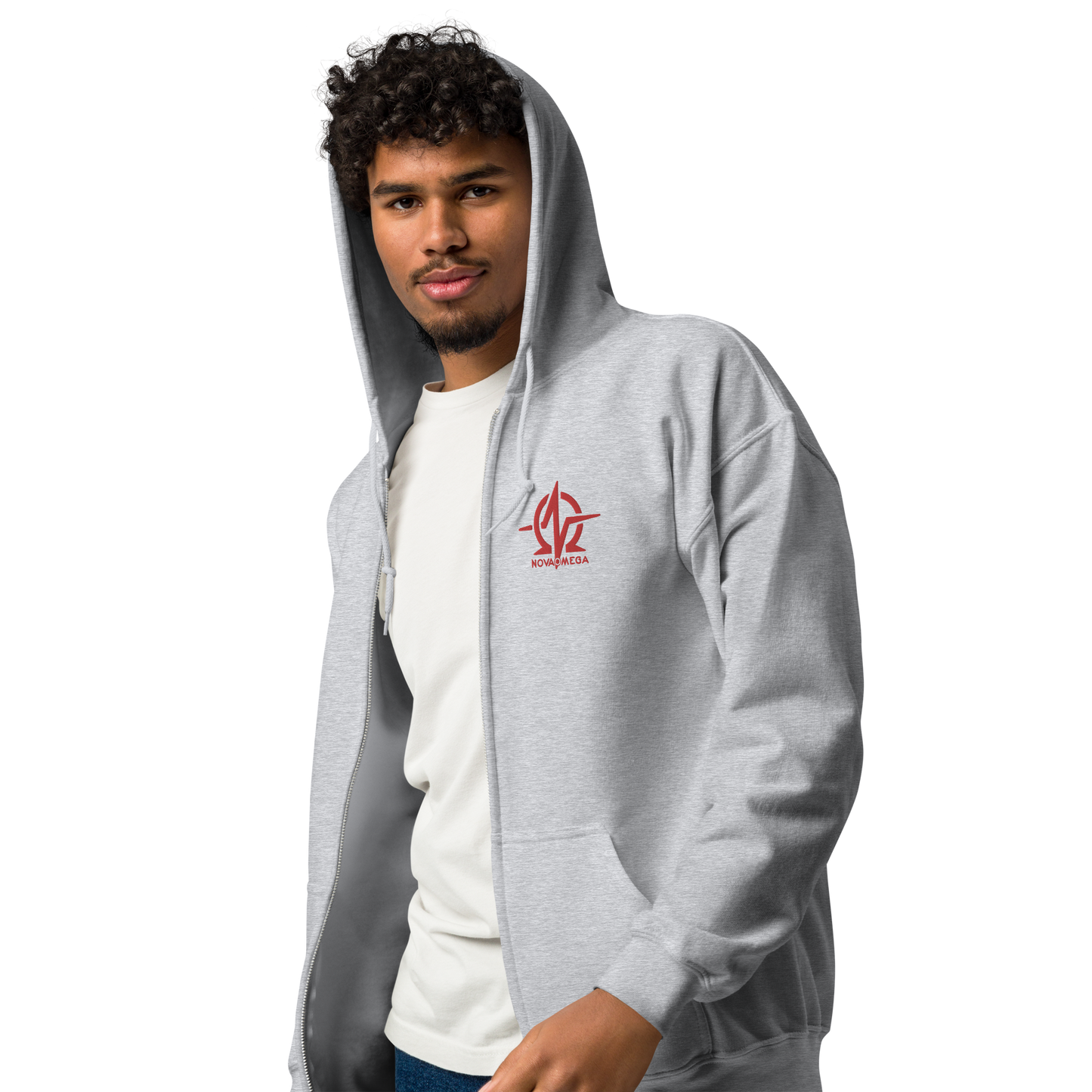 Unisex embroidered heavy zip hoodie