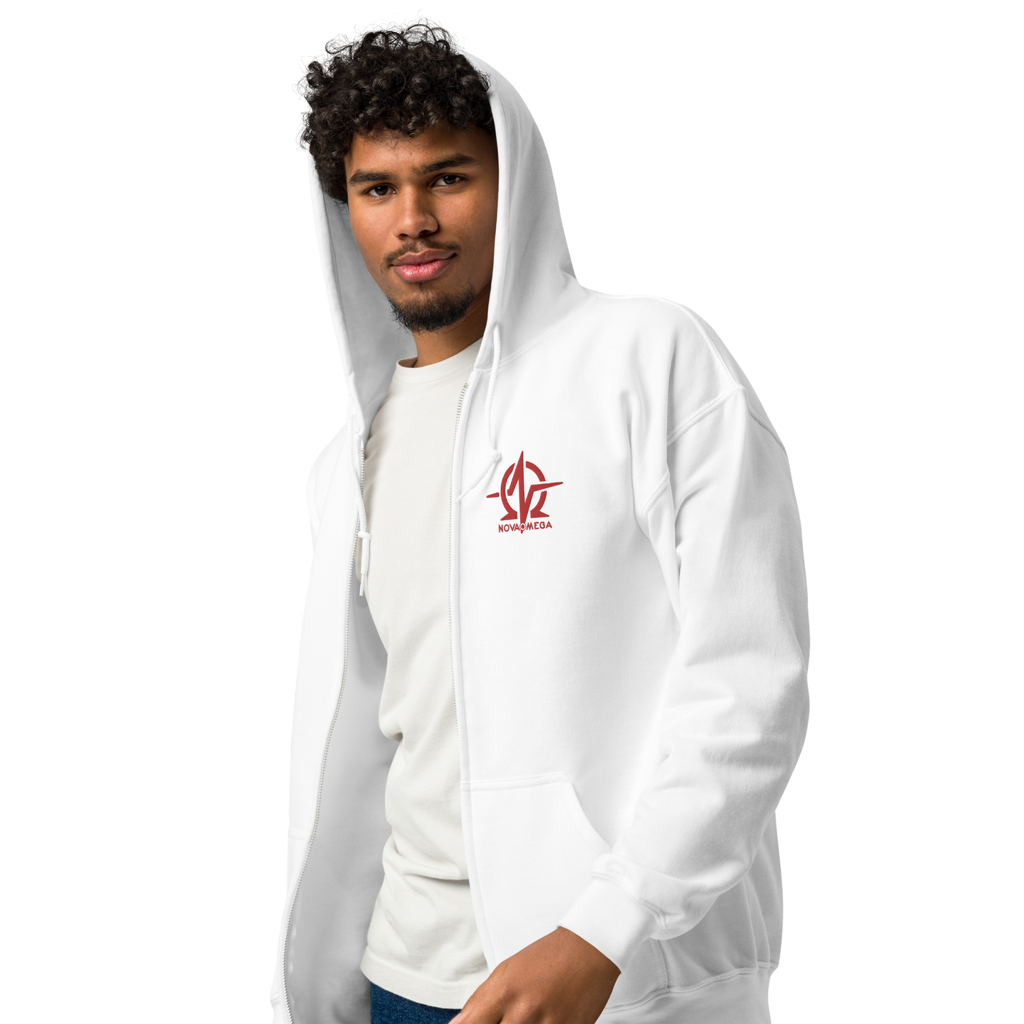 Unisex embroidered heavy zip hoodie