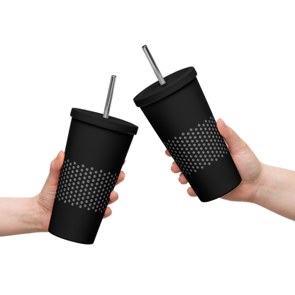 Insulated tumbler with a straw