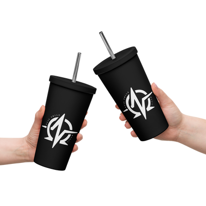 Insulated tumbler with a straw