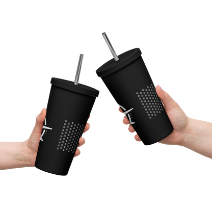 Insulated tumbler with a straw