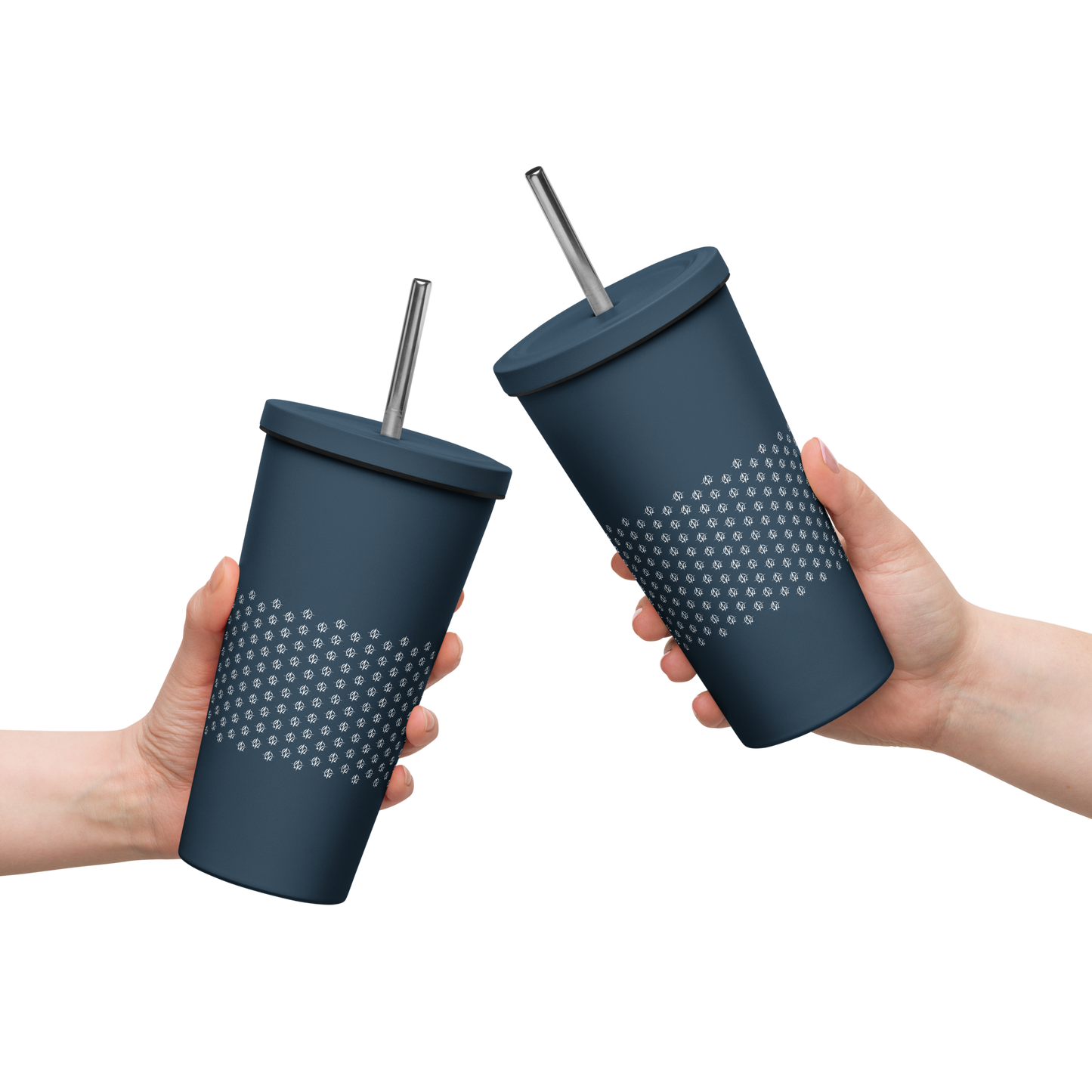 Insulated tumbler with a straw