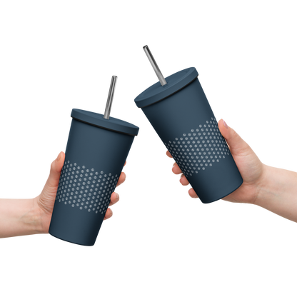 Insulated tumbler with a straw