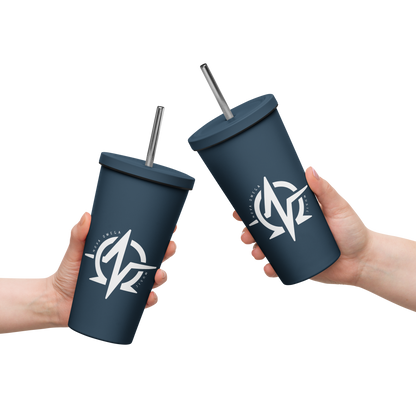 Insulated tumbler with a straw
