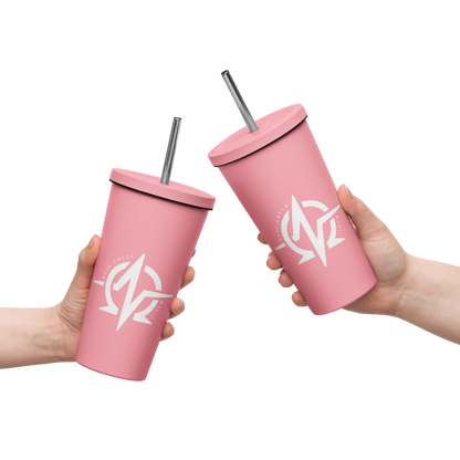 Insulated tumbler with a straw
