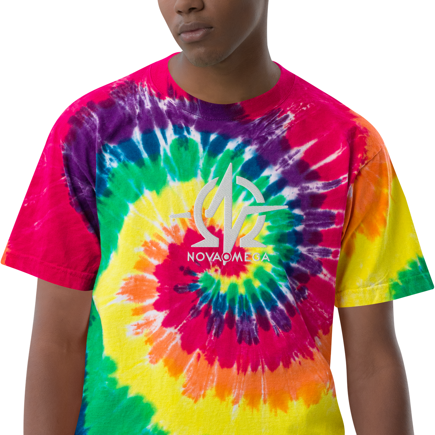 Oversized embroidered tie-dye t-shirt