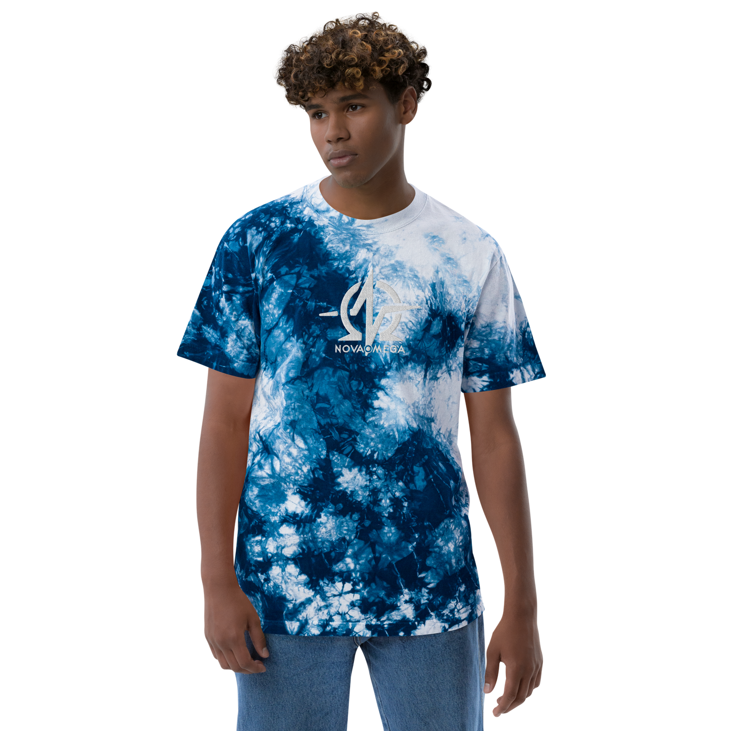 Oversized embroidered tie-dye t-shirt