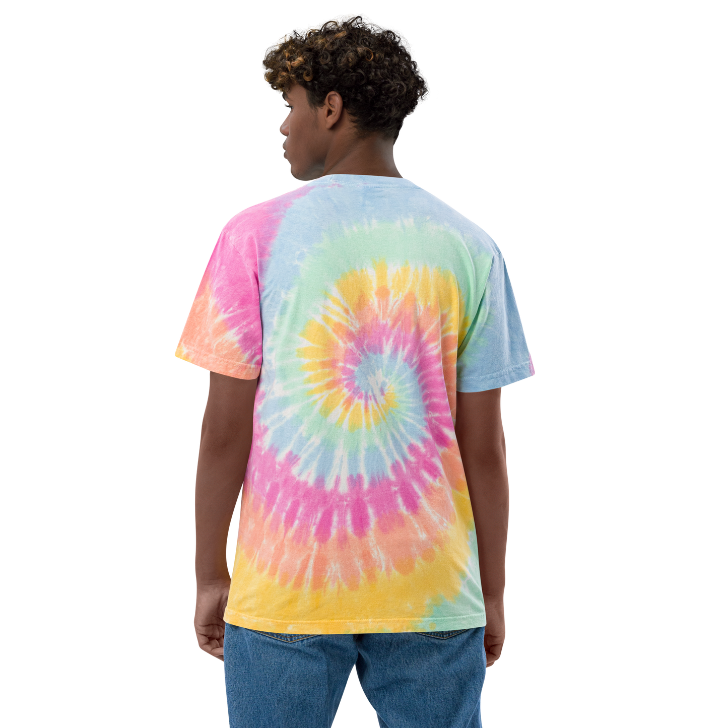Oversized embroidered tie-dye t-shirt