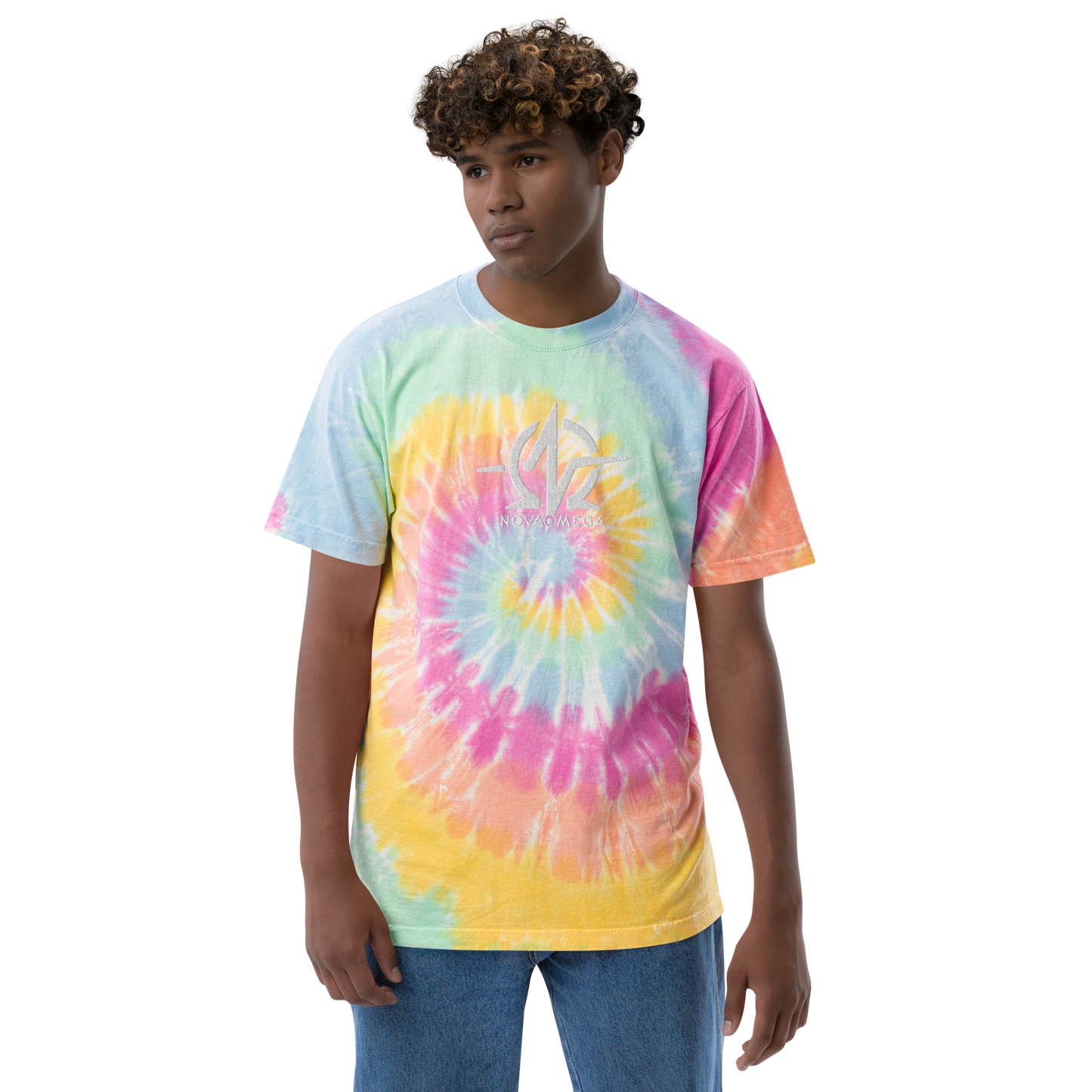 Oversized embroidered tie-dye t-shirt