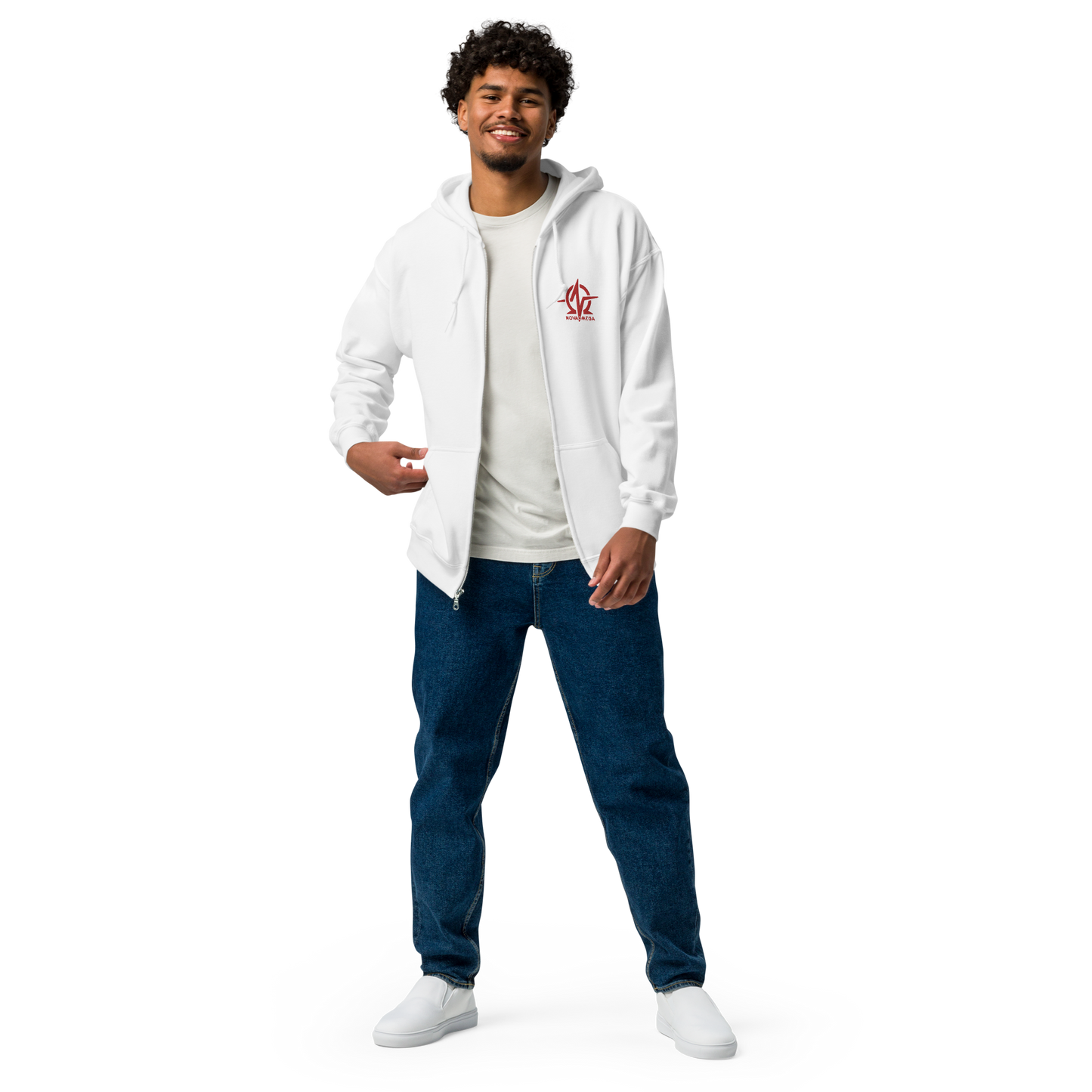 Unisex embroidered heavy zip hoodie